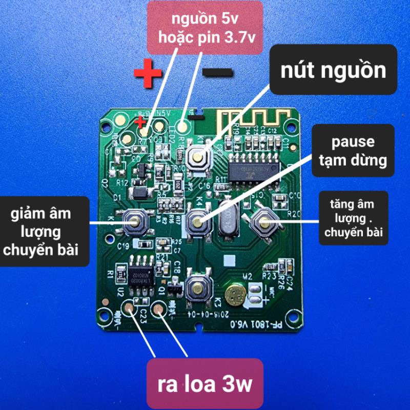 Loa mini từ neo và mạch khuếch đại bluetooth 5.0, pin 18650