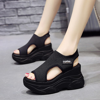 Sandal đế xuồng 9CM X395 chất len thun co giãn