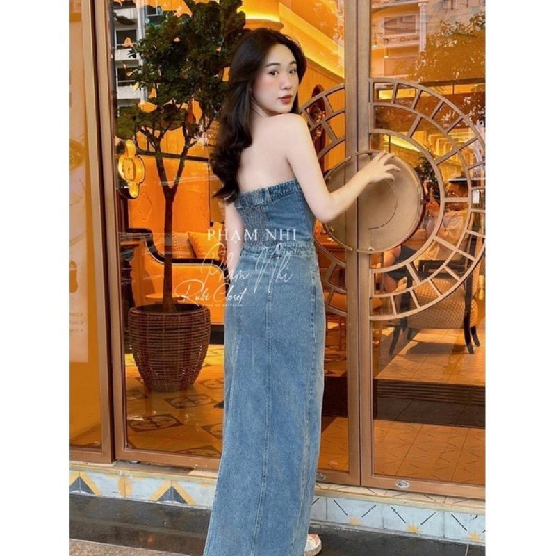 Đầm maxi quây denim váy Zara xuất V069