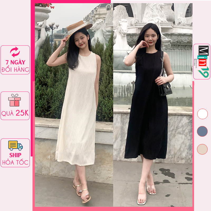 Váy Maxi MIN19 Đầm Babydoll Suông Dáng Dài Uzzang Bigsize Hàn Quốc Kiểu 2 Dây Tiểu Thư Sang Chảnh Màu Đen Xanh Hồng Nâu
