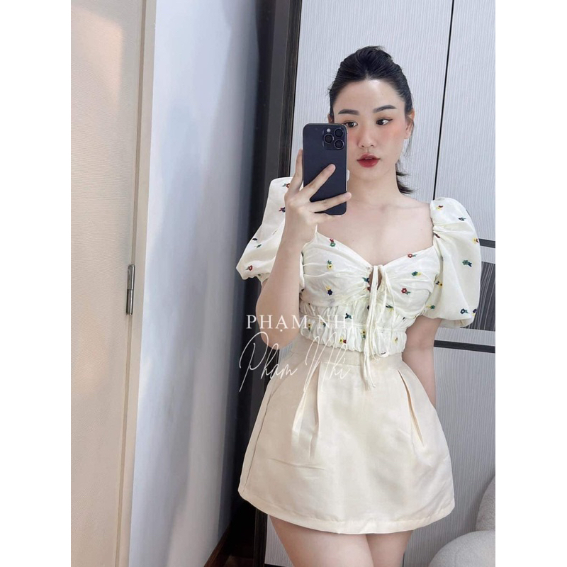Áo croptop hoa nhí chất thô bigsize