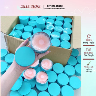 Dán ngực silicon, 10 Miếng dán ti, dán ngực, dán nhũ hoa silicon hình hoa mai hộp thiếc xanh
