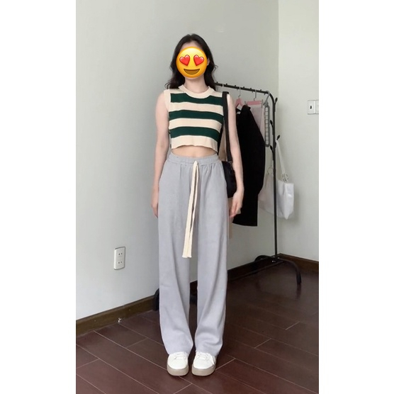 Quần nhung tăm nữ dáng suông siêu hot có dây rút cạp chun bản to,thiết kế dáng dài basic cực hack dáng hack chân Q08