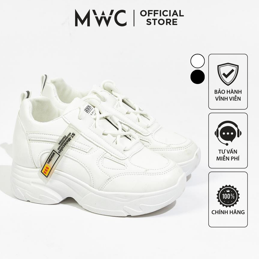 Giày thể thao nữ MWC 0752 - Giày Sneaker Đế Cao Chất Da Siêu Êm Chân Đế Độn 4CM Hot Trend