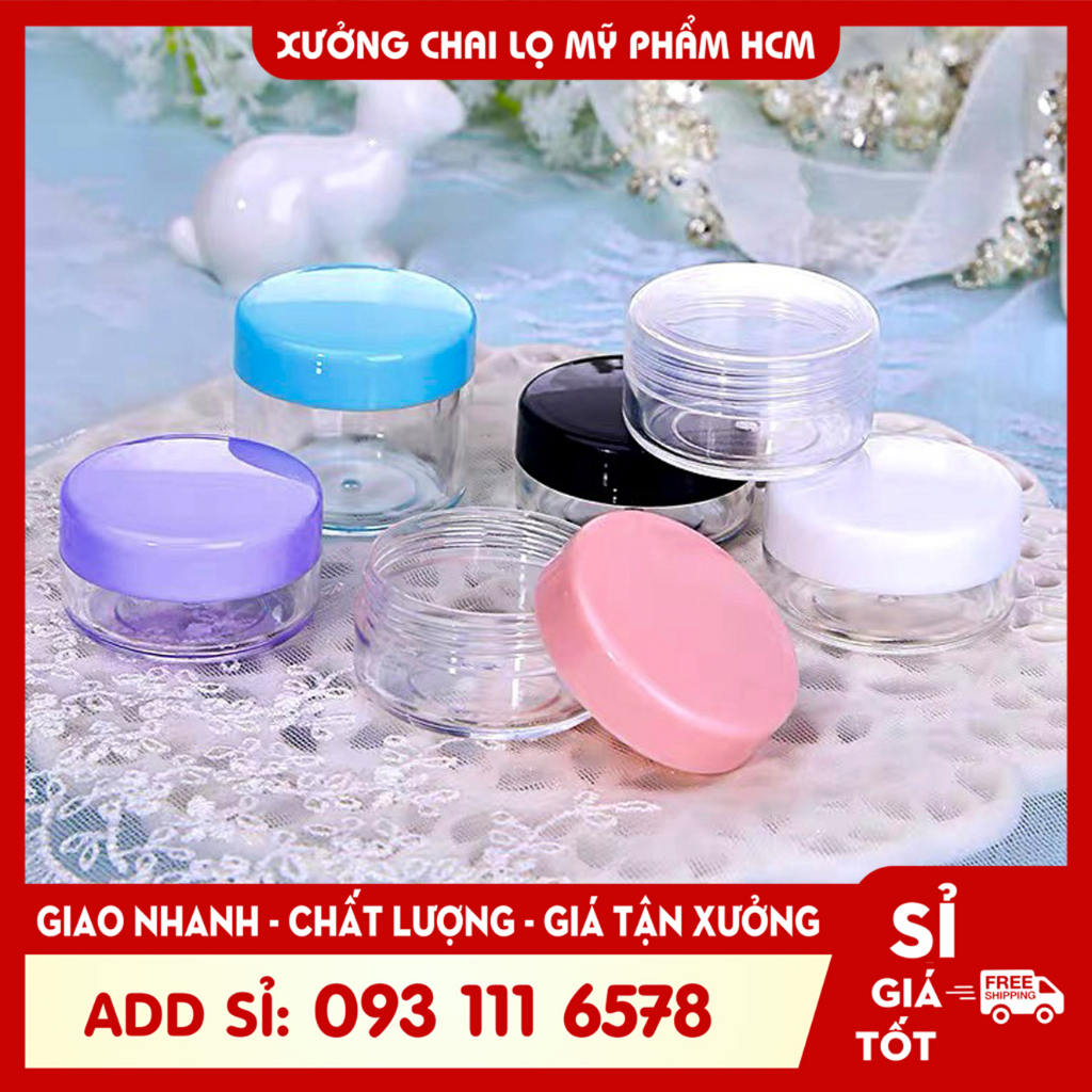 Hủ Nhựa 🏵️ Hủ Nhựa Chiết Mỹ Phẩm Thân Trong Có Lót 20g Dùng Chiết Kem, Chiết Bột, Sang Chiết Mỹ Phẩm Du Lịch