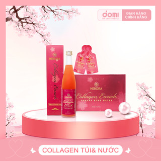 Nước uống Collagen Hebora Enrich Damask Rose Water ❤ Dạng Túi ❤ Thơm Tự Thân Detox Giữ Dáng Đẹp Da Hộp 28 túi 15ml