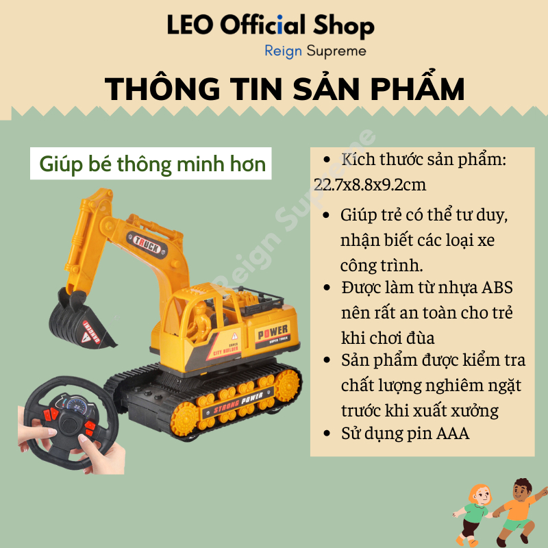 Máy xúc điều khiển từ xa giúp bé phát triển trí tuệ, đồ chơi máy xúc điều khiển từ xa cho bé