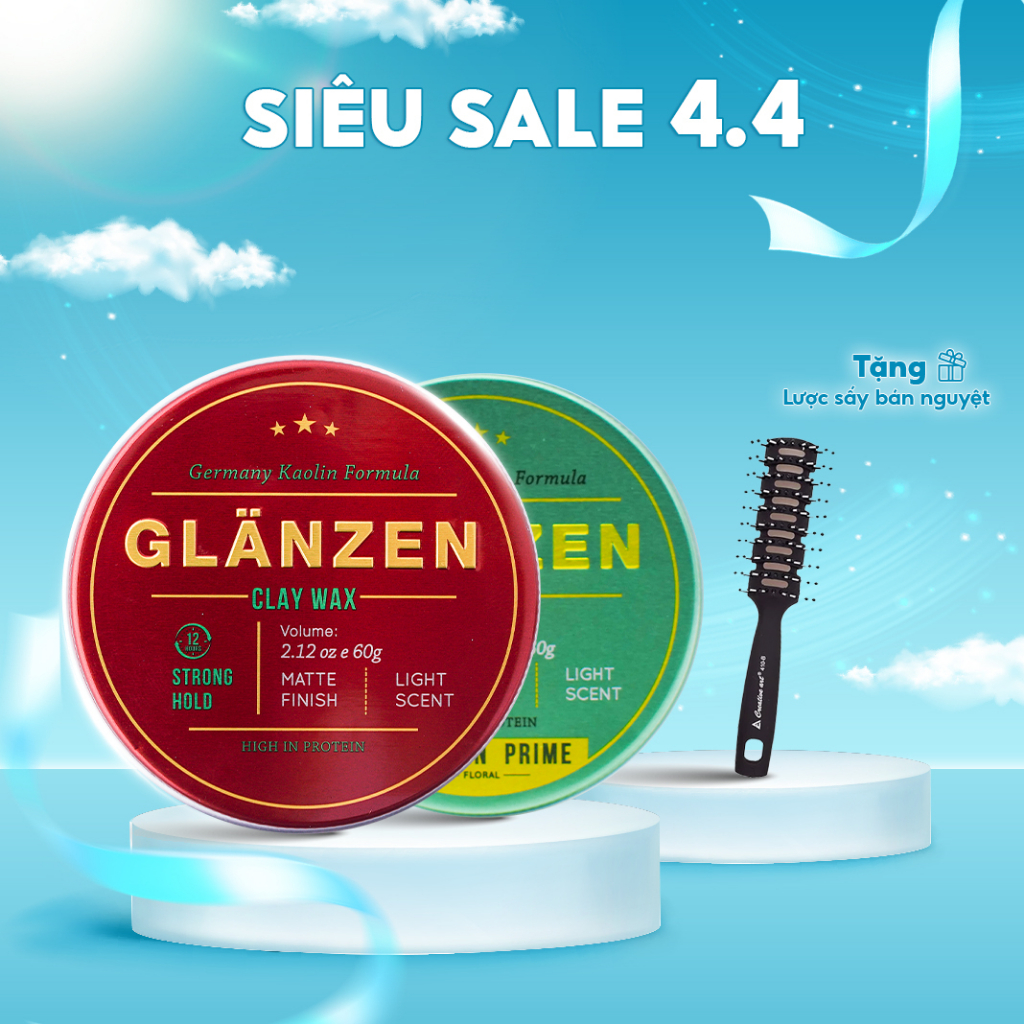 Sáp vuốt tóc nam Glanzen 30Shine phân phối chính hãng 60g tạo kiểu cực chất không bóng giữ nếp 24h