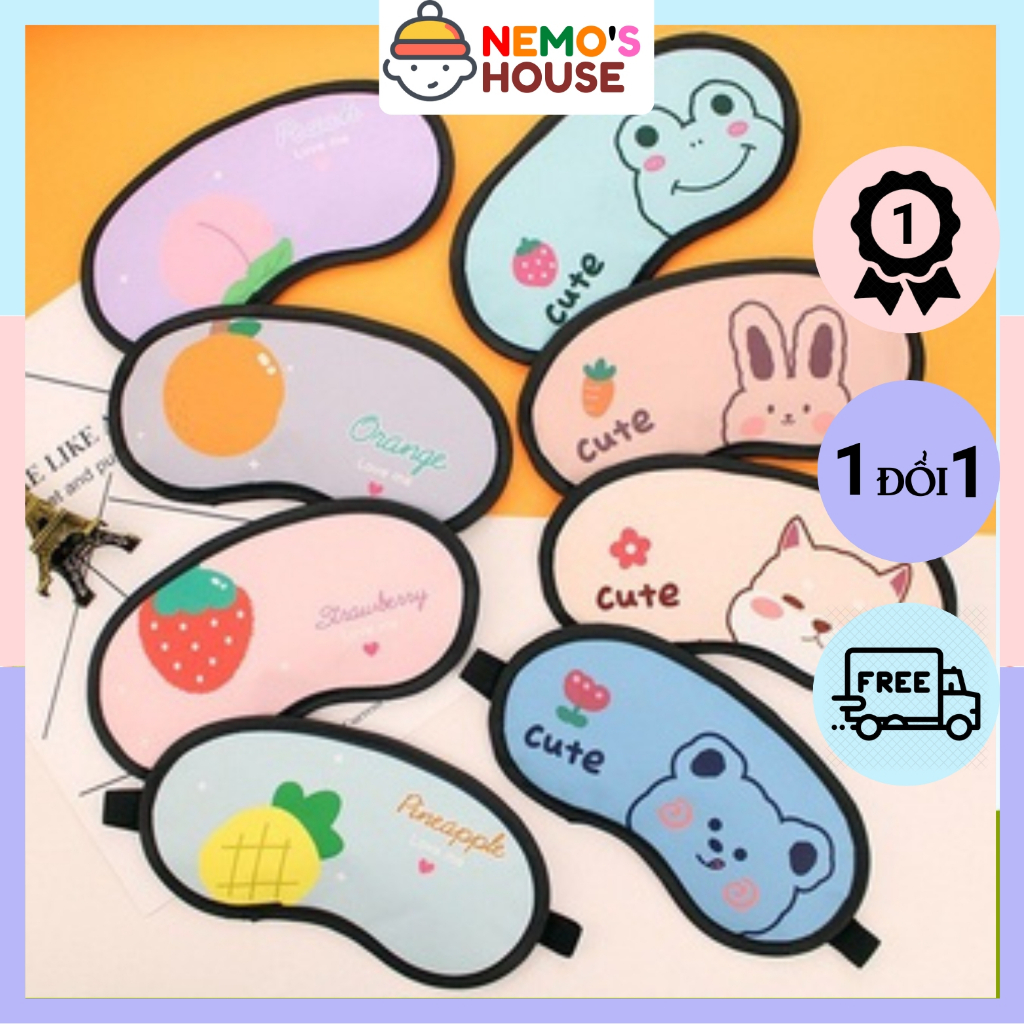 Miếng bịt mắt ngủ, miếng che mắt họa tiết hoạt hình cute, mặt nạ che mắt ngủ du lịch tiện lợi style Hàn Quốc
