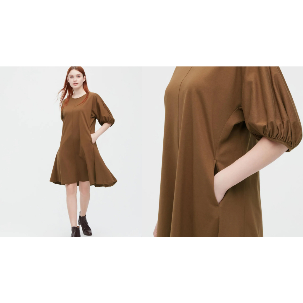 Pass Đầm Xòe Uniqlo Màu Mù Tạt Size S