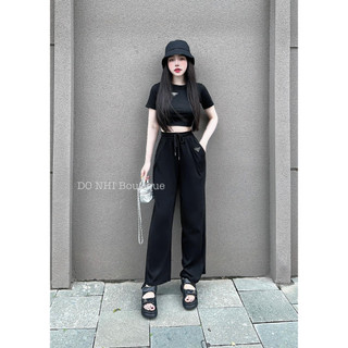 Set áo Croptop Kèm Quần Dài thun Lụa