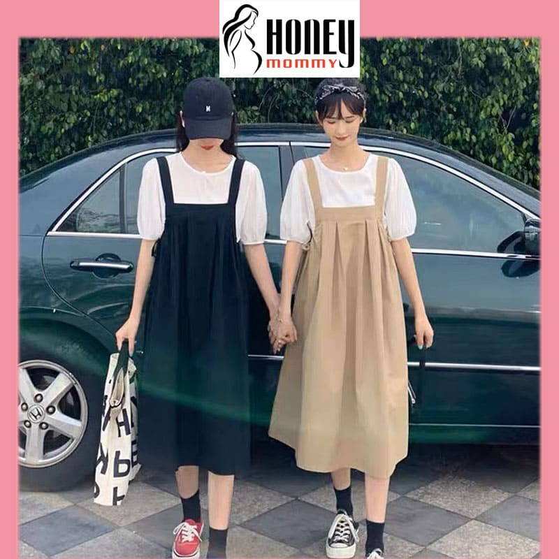 Đầm Bầu Váy Bầu Mùa Hè Dáng Babydoll Xinh Xắn Thiết Kế Dạng Yếm Đi Chơi Mặc Ở nhà Dễ Thương HD2755 Honey Mommy