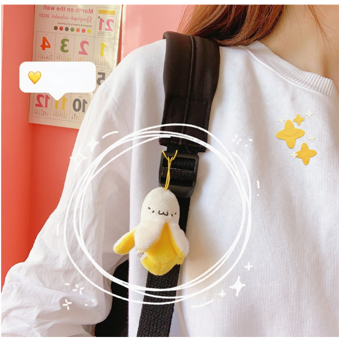 Móc khóa CHUỐI BÔNG dễ thương đeo balo túi xách Mun Mun Store MKBANA