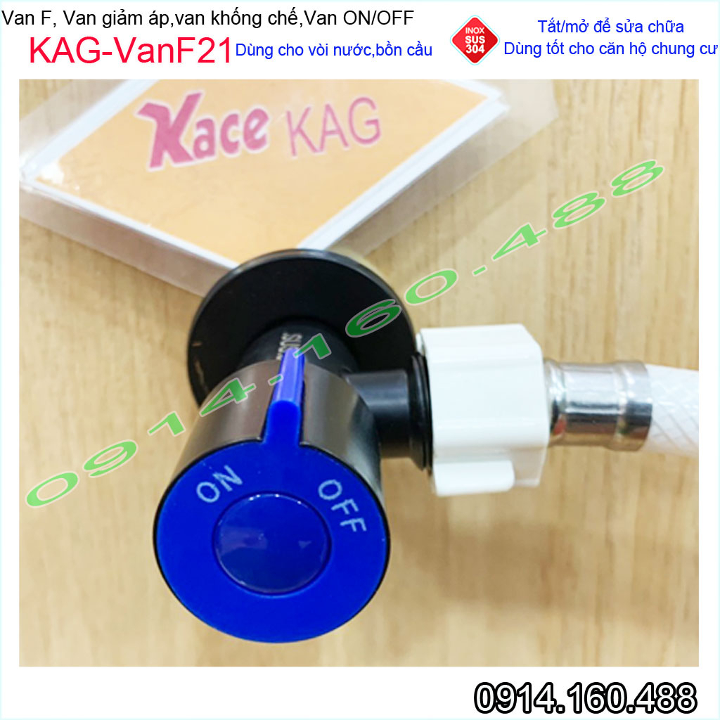 Van giảm áp ON OFF sus304 KAG-VanF21, van F khóa dây cấp máy nước nóng D21 vòi nước chung cư siêu bền sử dụng tốt