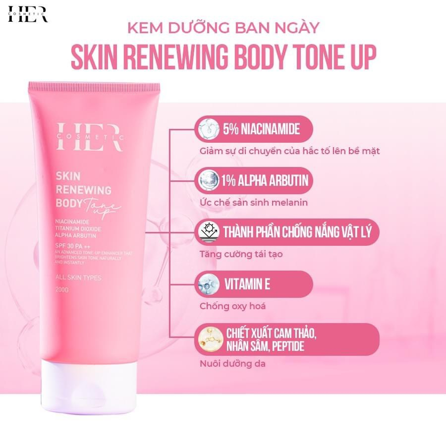 Kem Body Dưỡng Trắng Dưỡng Ẩm Da Her Cosmetic, Body TREATMENT, RETINOL, NIACINAMIDE, ALPHA  ARBUTIN, Xoá Mờ Thâm Sạm