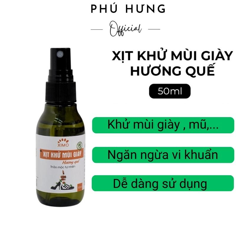 Chai xịt khử mùi hôi giày Hương Quế, Chanh, Xả Nano Bạc đánh bay mùi hôi chân, giày, túi 50ml XIMO