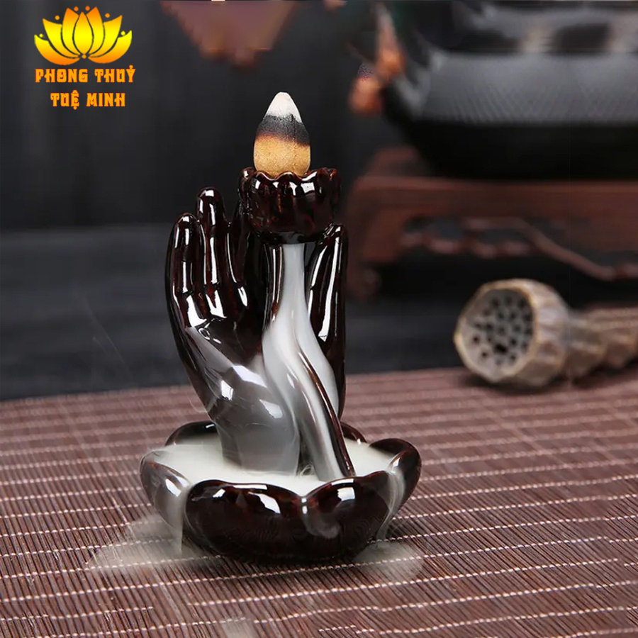 Thác khói bàn tay của phật Trầm Hương Tuệ Minh - Đồ dùng thờ cúng, trang trí bàn làm việc, phòng khách