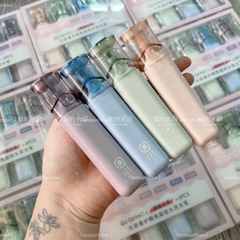 Bộ Bút Highligh 6 Cây màu pastel và Xoá 2 đầu đa năng