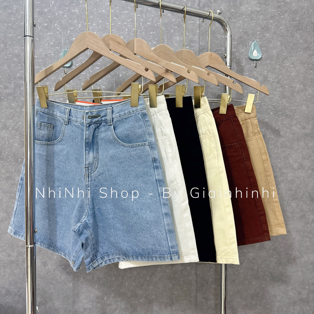 Quần short ngố jean ống rộng, Quần bò lửng cạp cap ống suông QS803 - NhiNhi Shop | BigBuy360 - bigbuy360.vn