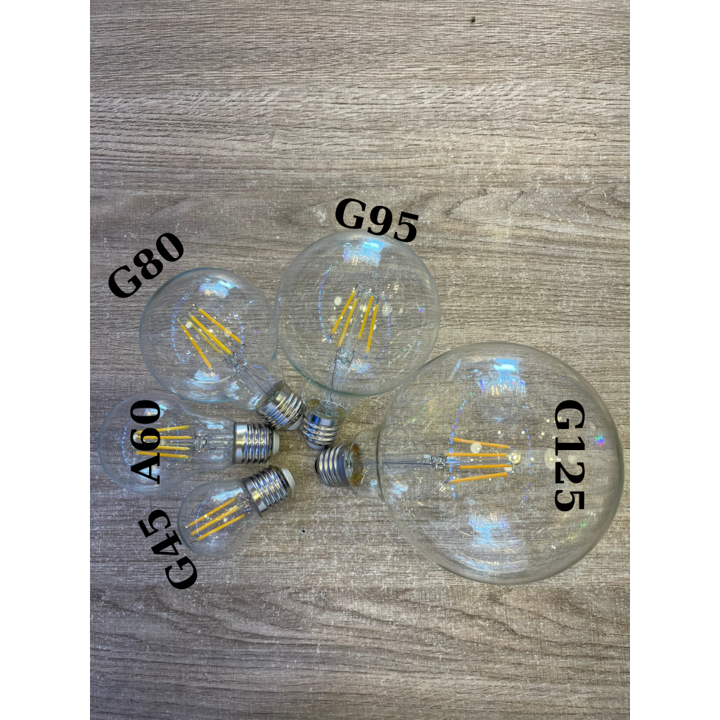 Bóng đèn led trang trí Edison siêu tiết kiệm điện dùng được ngoài trời đuôi E27, bóng led Edison giả sợi đốt G45- A60...