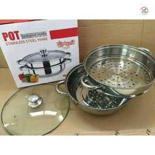 Nồi hấp 2 tầng đa năng stêam pot, nồi hấp 2 tầng có xửng hấp inox dày dặn bền đẹp