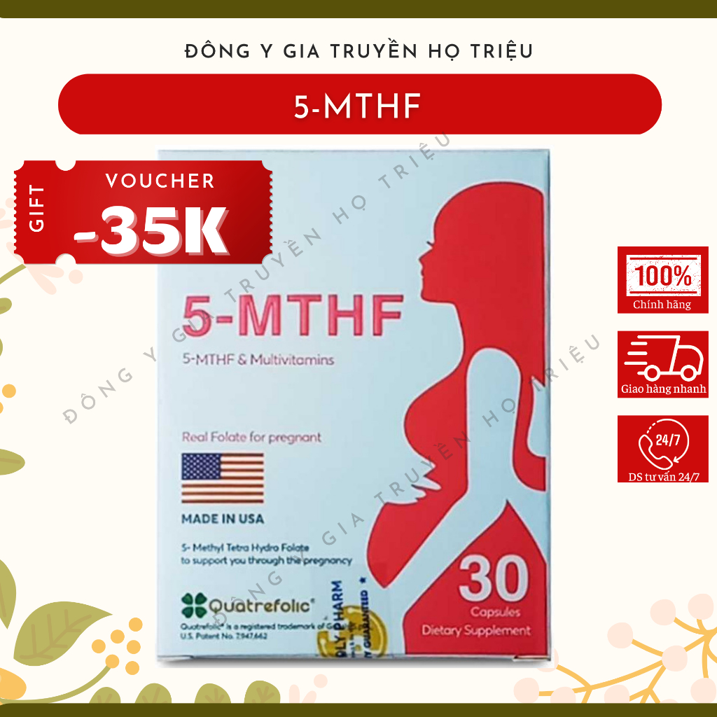 5 - MTHF 30 viên, bổ sung acid folic 5mthf, ngừa dị tật thai nhi, tăng thụ thai, giảm nguy cơ sảy thai, hỗ trợ sinh sản