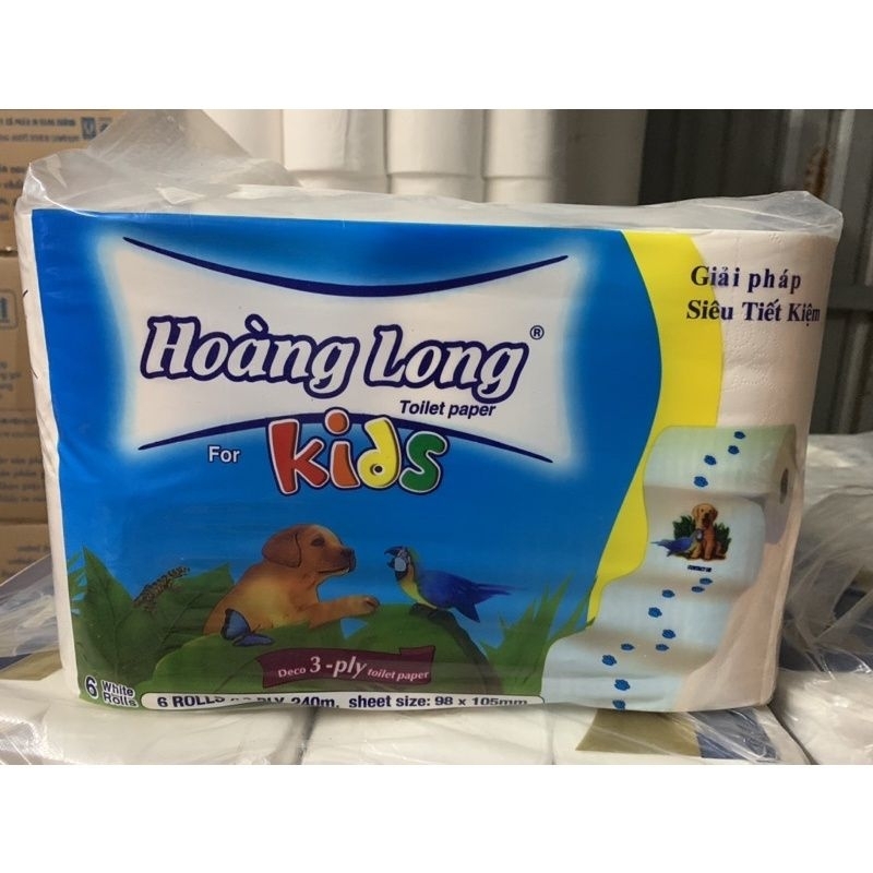 Combo 6 cuộn giấy vệ sinh không lõi Hoàng Long cao cấp
