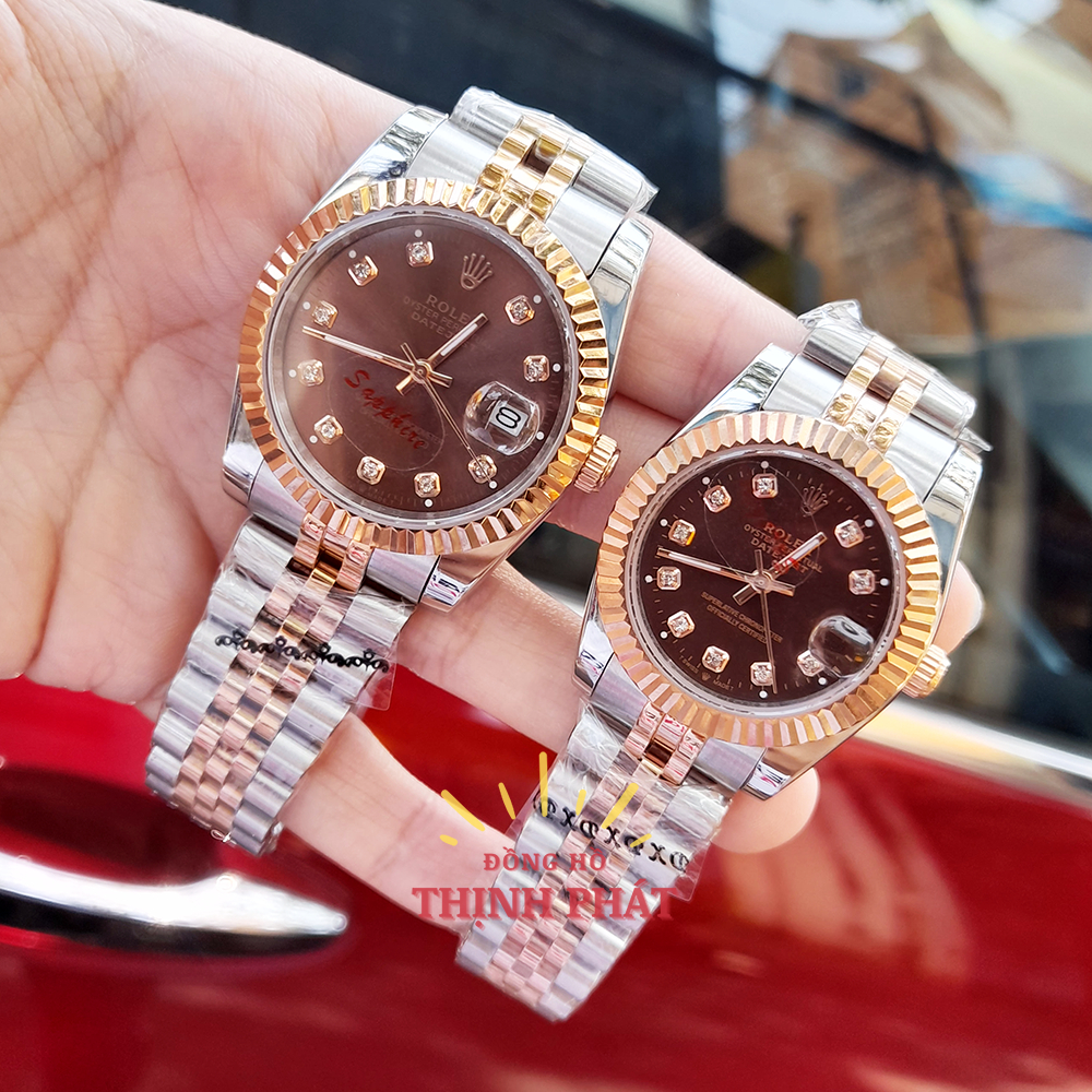Đồng Hồ Đôi Nam Nữ R.OLEX Kính Sapphire Chống Nước