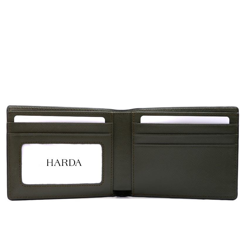 VÍ da nam Bóp da ngang Harda làm từ da Saffiano nhâp khẩu cao cấp