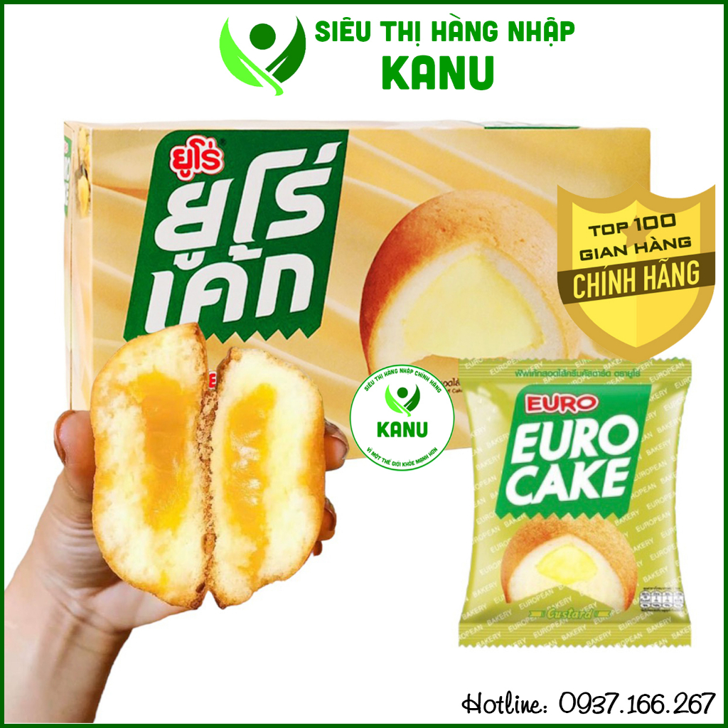 Hộp bánh trứng Euro Custard Cake Thái Lan 204g bánh bông lan ăn vặt thơm ngon mềm mịn siêu rẻ