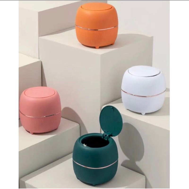 Thùng Rác Mini Để Bàn Tiện Lợi -Thùng Giác Thông Minh Phong Cách Bắc Âu Có Nắp Bấm
