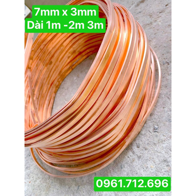 Thanh đồng đỏ 7mm x 3mm  dài 1m -2m-3m