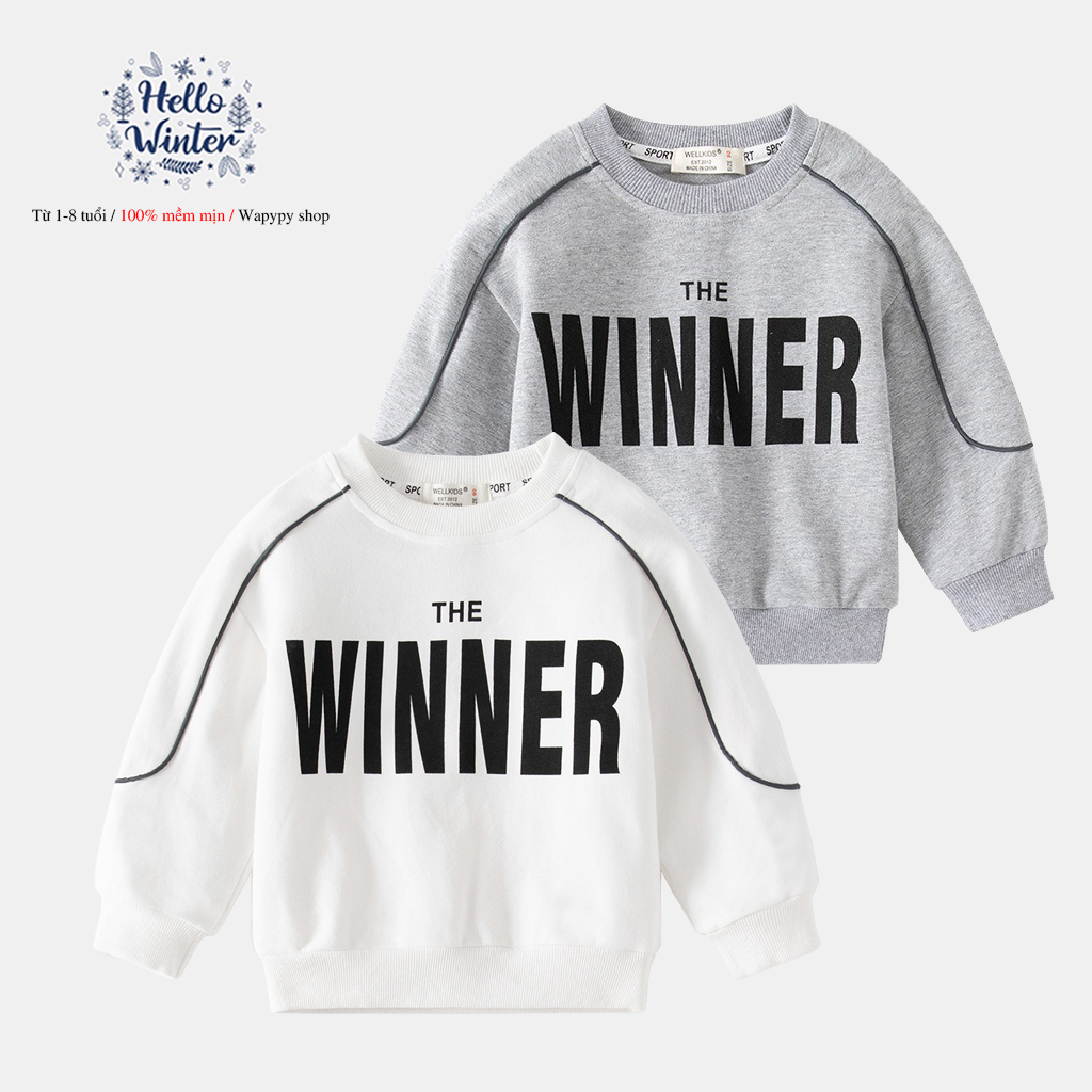 Áo nỉ cho bé WELLKIDS áo nỉ da cá họa tiết chữ hàng xuất Âu Mỹ