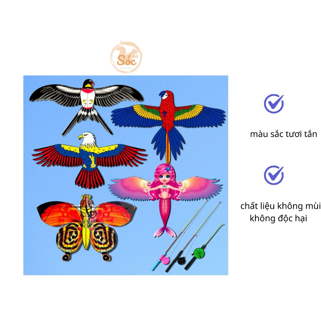 Đồ Chơi Diều Cần Câu 3D Mini TDG Cho Bé Họa Tiết Hoạt Hình Dễ Thương Kèm Cần Câu Và Dây Thả