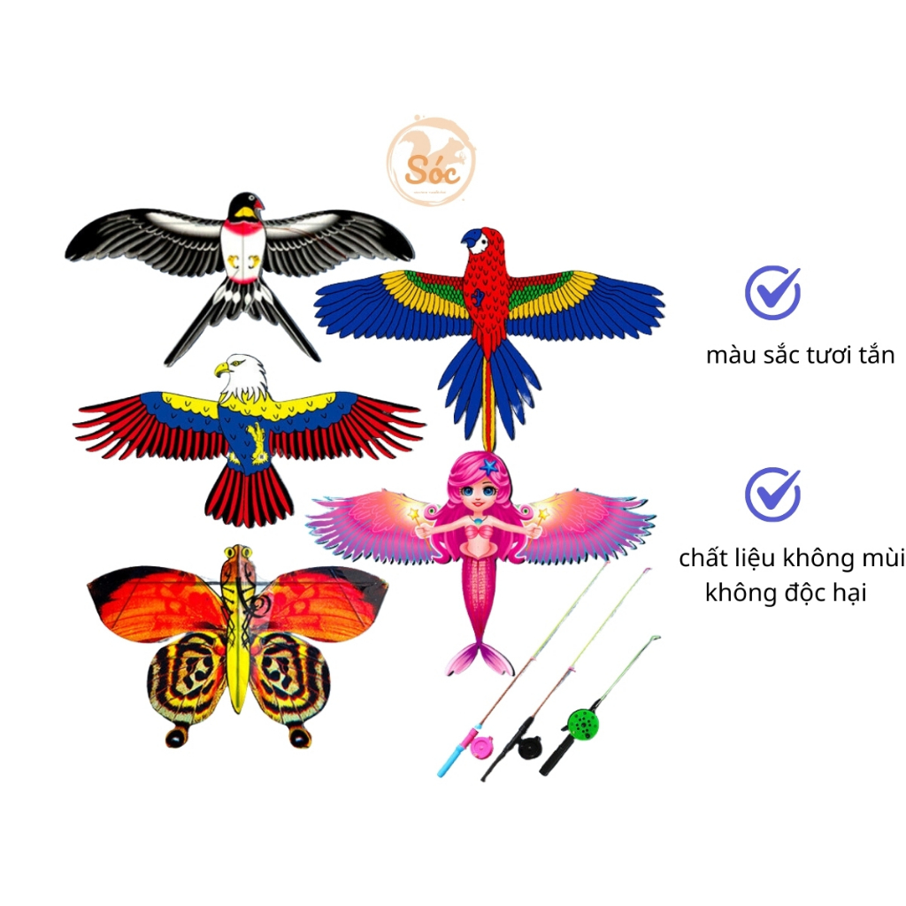 Đồ Chơi Diều Cần Câu 3D Mini TDG Cho Bé Họa Tiết Hoạt Hình Dễ Thương Kèm Cần Câu Và Dây Thả