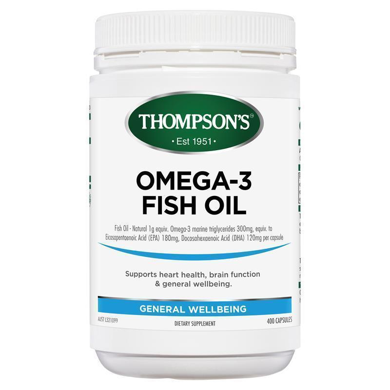 Viên dầu cá Thompson's Omega 3 Fish Oil 400 viên, hỗ trợ sức khỏe tim, não và mắt
