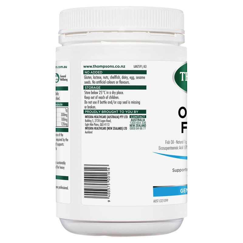 Viên dầu cá Thompson's Omega 3 Fish Oil 400 viên, hỗ trợ sức khỏe tim, não và mắt