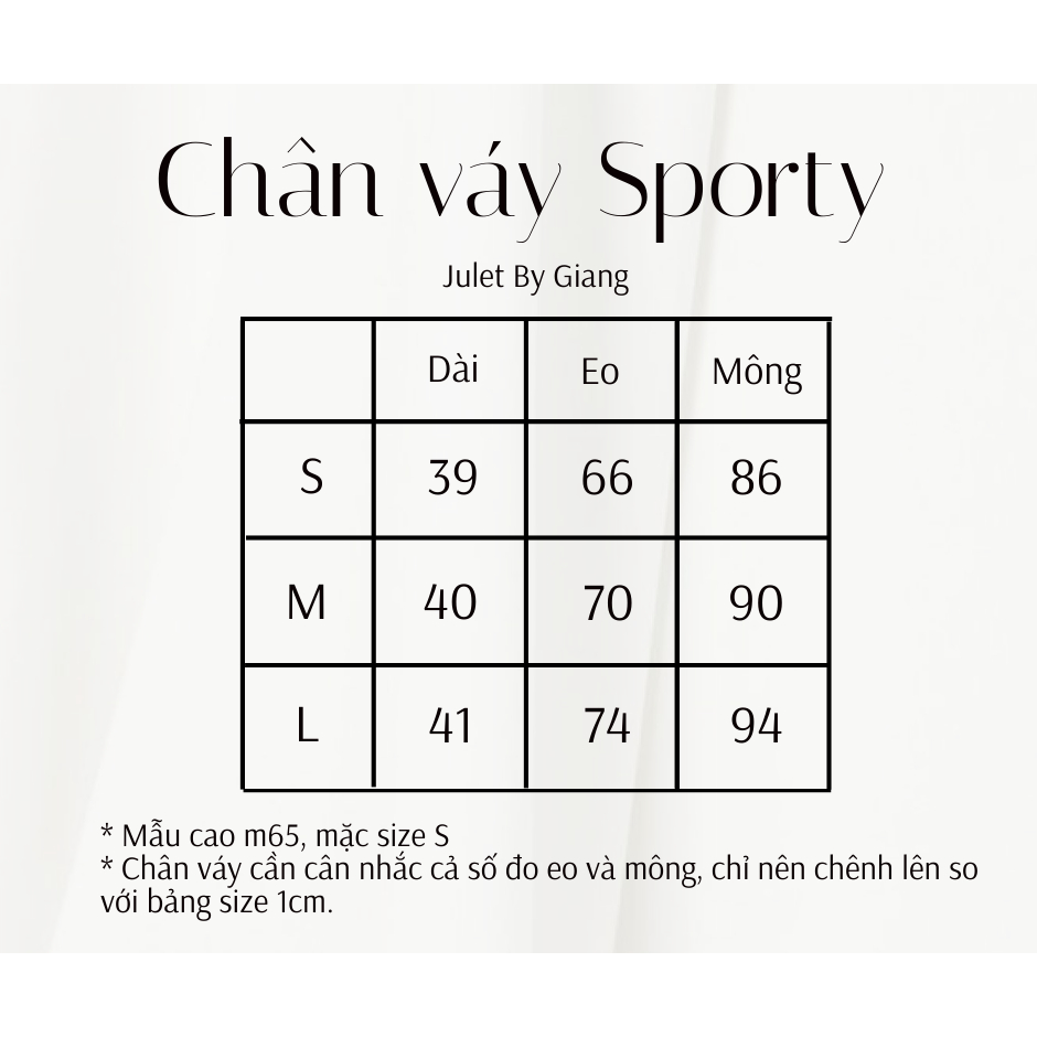 Chân váy Sporty- SIZE S/M/L- HÀNG CHÍNH HÃNG- JuletbyGiang