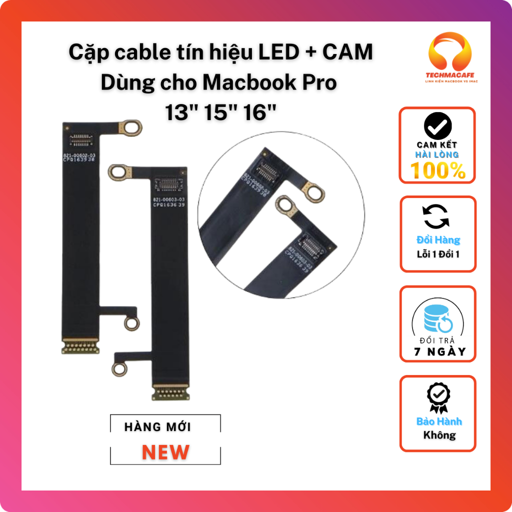Bộ 2 Cáp LED CAMERA Thay Thế Cho Màn Hình Macbook Pro 13"-15"-16" inch A1989 A1990 A1706 A1707 A1708