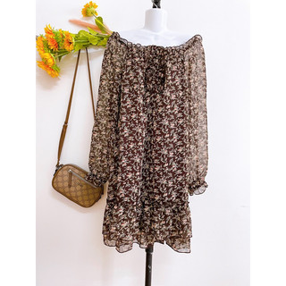 [2hand] Đầm Voan Hoa, Trễ Vai, BIGSIZE, FREESIZE, #2hand