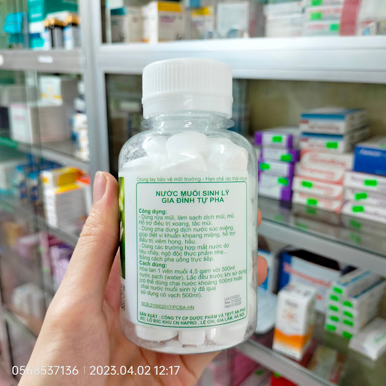 Muối Viên Tinh Khiết AN PHÚ - Hộp 50 Viên Muối Sinh Lý Nelly An Phú Tự Pha Dùng Súc Miệng, Rửa Mũi