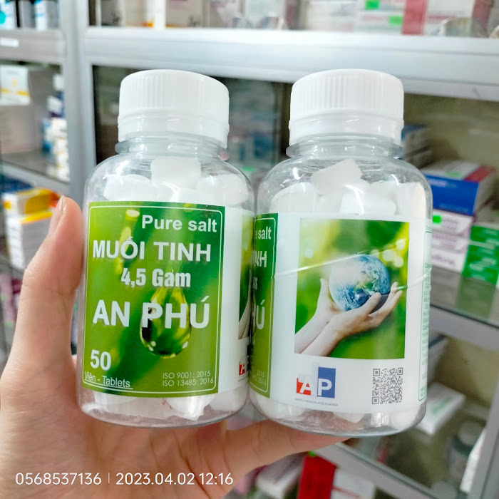 Muối Viên Tinh Khiết AN PHÚ - Hộp 50 Viên Muối Sinh Lý Nelly An Phú Tự Pha Dùng Súc Miệng, Rửa Mũi