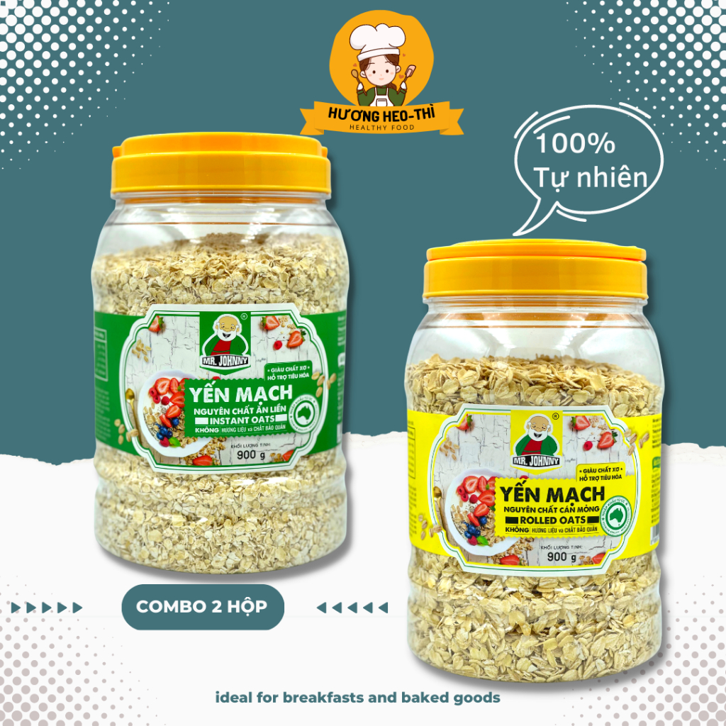 Combo 2 Hộp 900g Yến Mạch Nhập Khẩu Úc Chính Hãng Mr Johnny