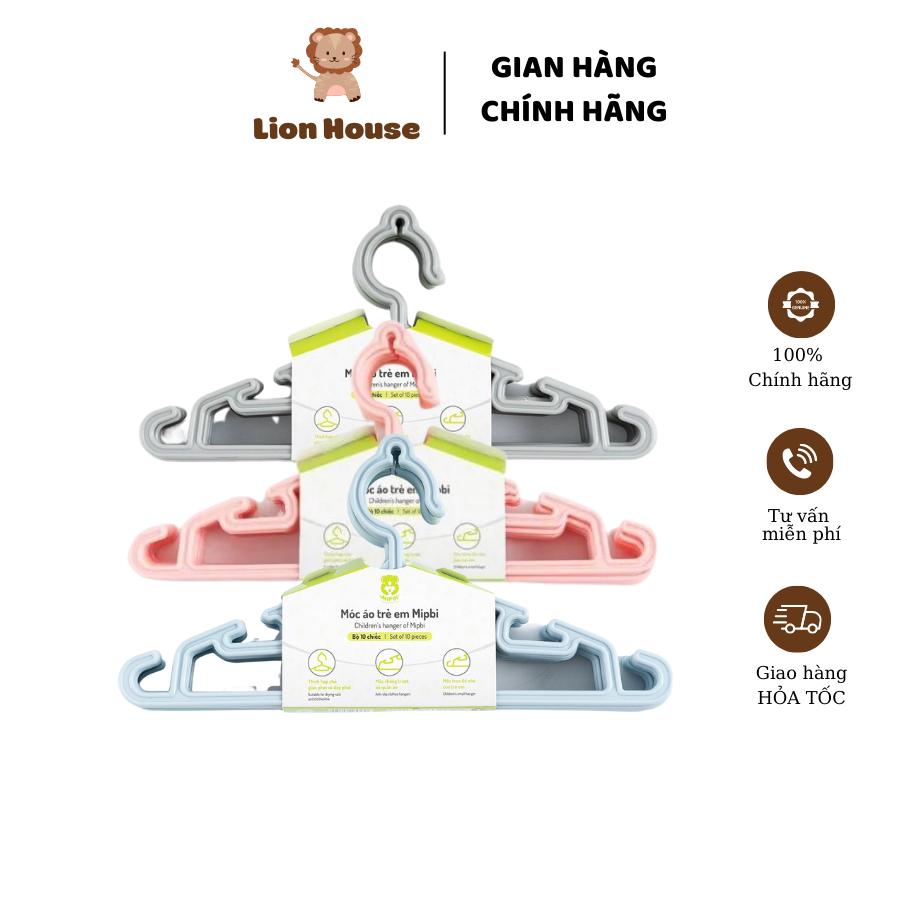 SET 10 MÓC QUẦN ÁO MIPBI CHO BÉ , Lion House