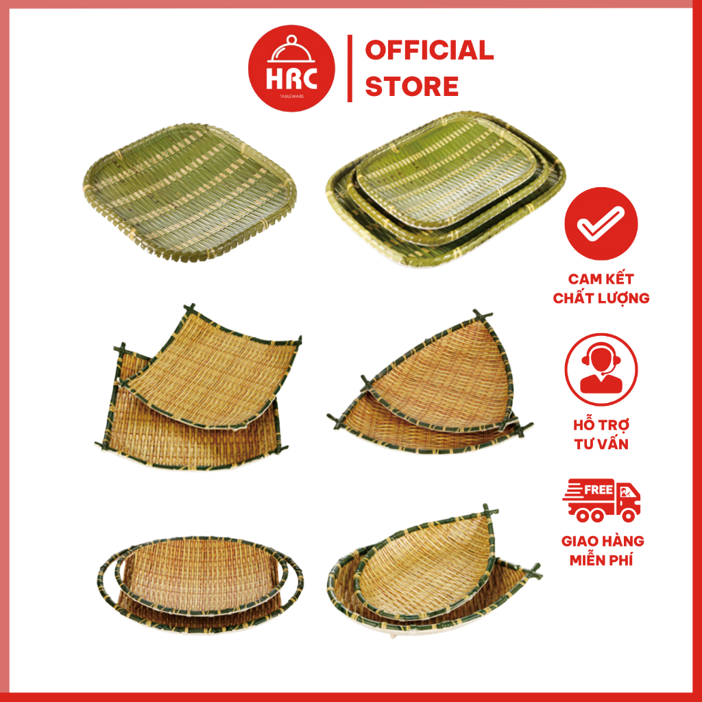 Dĩa nhựa, khay nhựa giả mây tre melamine cao cấp đựng gỏi cuốn
