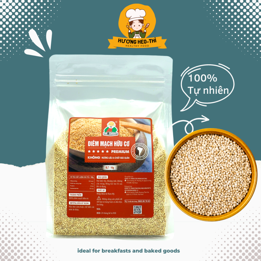 Hạt Quinoa Hữu Cơ Túi 1 Kg, Hạt Diêm Mạch Chính Hãng Nhập Khẩu Từ Nam Mỹ