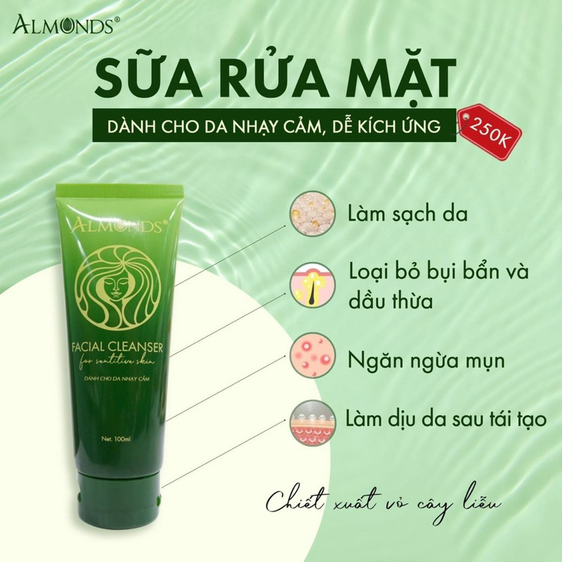 sữa rửa mặt cho da nhạy cảm Almonds