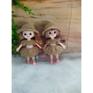 MAU01 - Quần áo, váy len búp bê Baboliy, búp bê 16cm