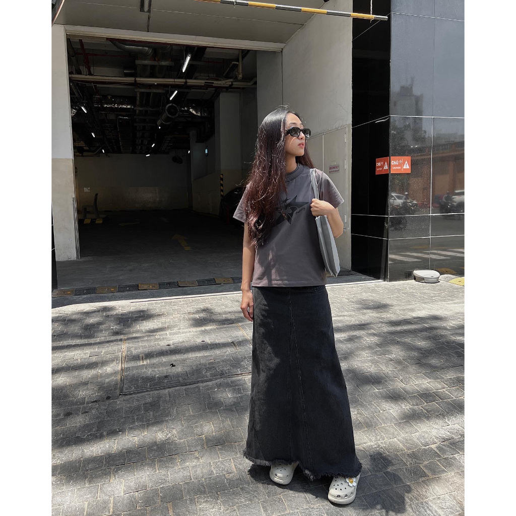 ÁO THUN xám 2 phom BABY ÔM BODY / BOXY HÌNH VUÔNG Spider CHUOTTRANG