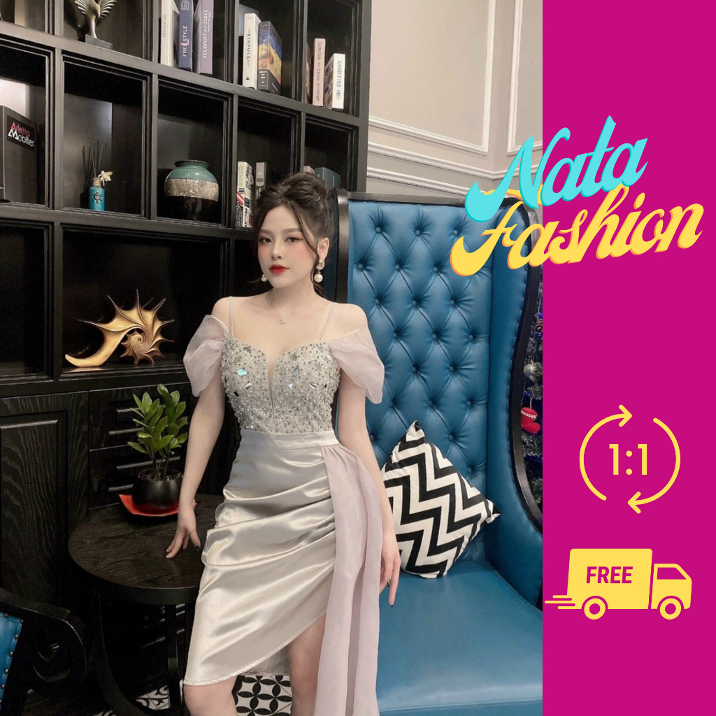 Đầm Dạ Hội, Đầm Đi Tiệc Thiết Kế Body Tùng Xéo Kết Pha Lê